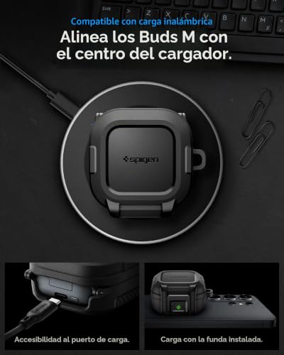 Funda Lock Fit para Galaxy Buds 4 Pro Spigen de TPU y PC anti-caídas color negro mate 7