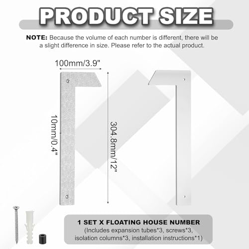 Numéro de maison argenté texture premium effet 3D relief pour mur - 2