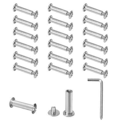 KINDPMA 20Sets M4 Cupboard Joining Bolts 25mm Connecting Screws Cabinet Connectors Furniture Connector Bolts Furniture Screws for Wardrobe Bookcases Shelves