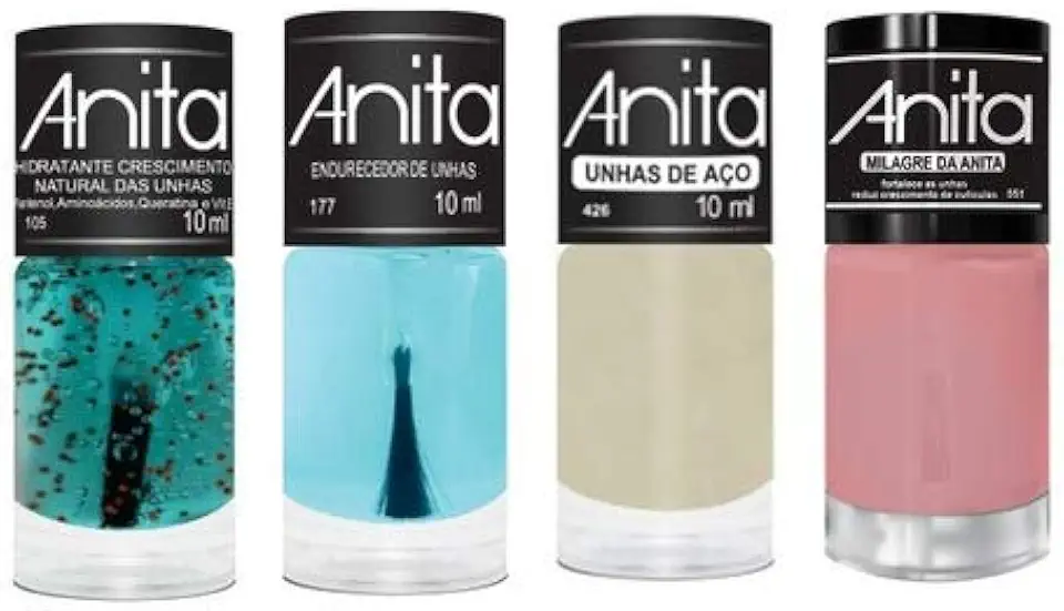 Kit Tratamento Unhas Anita Cosméticos - Fortalecedor, Endurecedor e Hidratante - Unhas Longas e Saudáveis - 4 Unidades