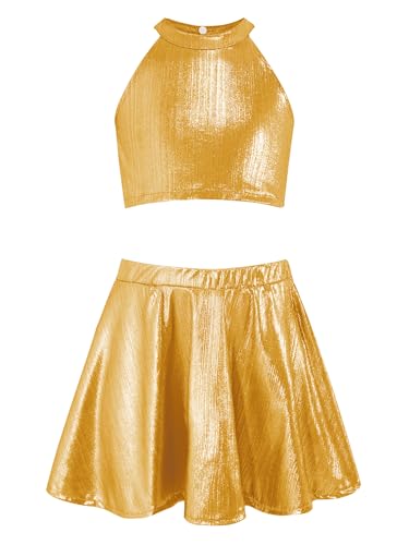 Traje disco metálico de alta calidad para competiciones infantiles 3