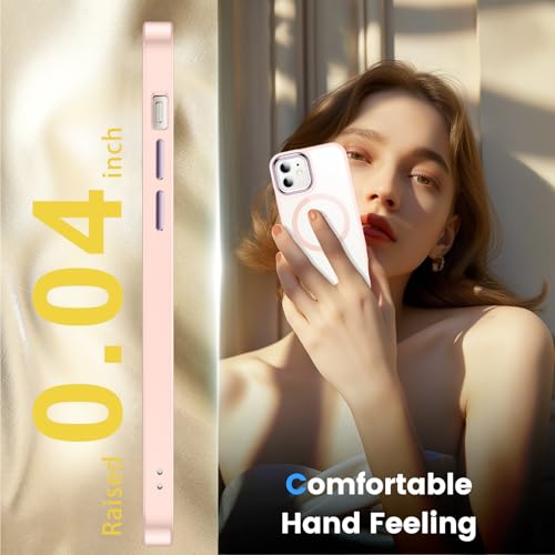 Coque iPhone 12 / 12 Pro rose transparente Magsafe avec protège-écrans