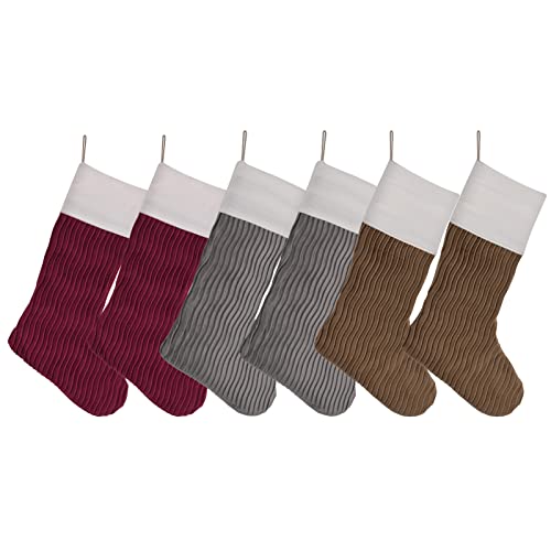 WANZELONYO Weihnachtsstrumpf, 45,7 cm, Rot, Braun, Grau, 6 Stück Cover