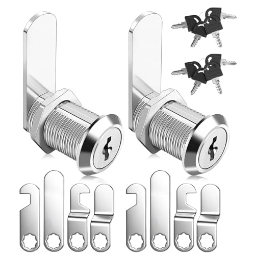 2 Kits Serrure Boite Aux Lettres 16mm, avec 5 Plaques de Serrure Différentes et 4 Clés, Sécurité de Came D'armoire Casier pour Boîte Aux Lettres, Outils, Classeur