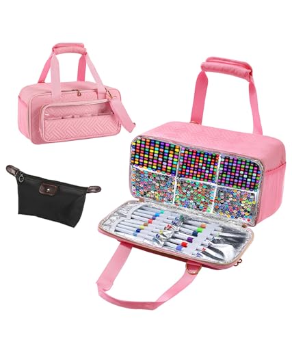 Marker Storage Bag Marker Case Organizer Hold up to 150-300 Markers, Large Pen Holder with Shoulder Strap, Pink 33X16.5X16.5CM