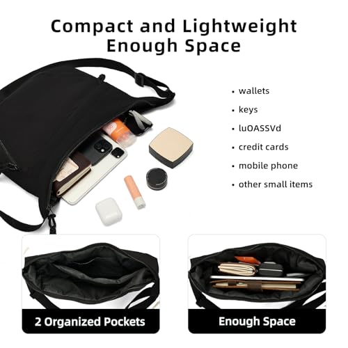 Lightweight Nylon Crossbody Bag for Women & Men - Multi-Pocket Moon Dumpling Sling Bag3
