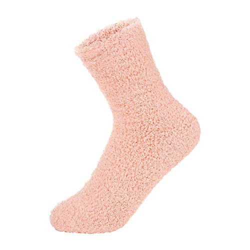 Zando Womens Winter Warm Fuzzy Fluffy Socks Casual Super Soft Crew Sock Microfiber Thick Home Sock Cozy Plush Slipper Sock 5 Pairs Vintage Solid One Size #TOP4