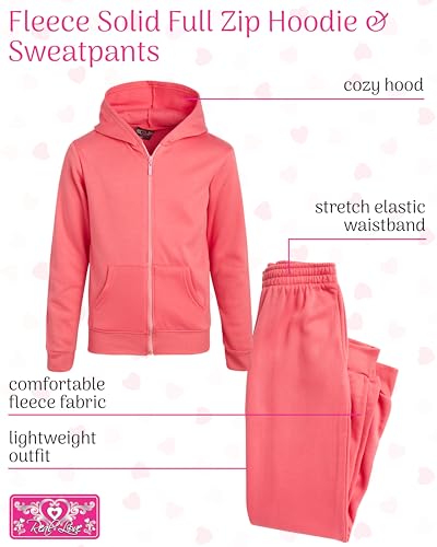 Real Love Girls Sweat Suit Set - 2 Piece Soft Fleece Zip Up Hoodie and Jogger Sweatpants for Girls (Sizes:7-16)2