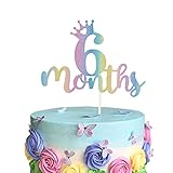 6 Months Birthday Cake Topper, Colorful Glitter 1/2 Birthday Half Birthday Baby Shower Party...