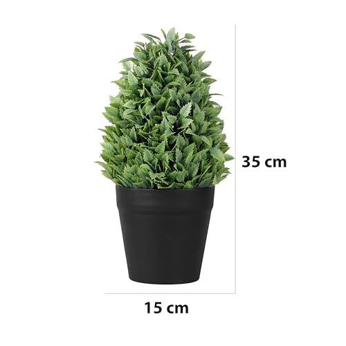 Image of Artificial Realistic Leaves Bonsai Potted Plant for Home Office Kitchen Living Room Hotel Restorent Table Corner Center Piece | Natural Look | Show Piece | 36 cm