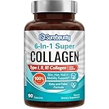 Surebounty Multi Collagen Complex, Type I, II, III, 6-in-1 Super Collagen with Vitamin C, Hyaluronic Acid, Biotin, Turmeric, Black Pepper, Keto, 90 Capsules