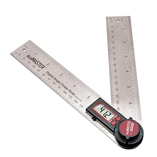Calculated Industries 7455 AccuMASTER Digital Protractor Angle Finder Ruler for Crown, Trim, Woodworking | 7 Inch Stainless Steel Blade | Hold and Zero Function | Includes Battery, Protective Case