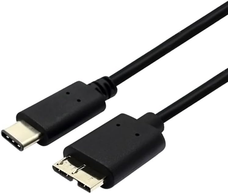 Micro B USB C 3.0 Cable 5Gbps External Hard Drive Disk HDD Cable for Samsungs S5 Note3 Toshibas WDs SEAGATEs HDD Data USB3.1 Cables (Black, 0.2M)