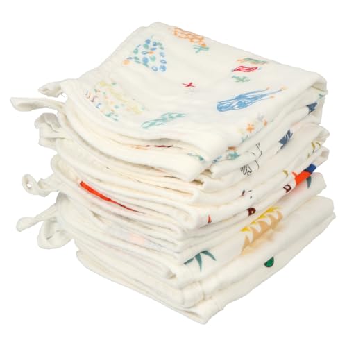 BAZEITFLOW 8 Piezas Toallas de Algodón para Niña de Paños Absorbentes para Cara y Saliva Diseño Aleatorio Suaves Irritación para Recién Nacidos