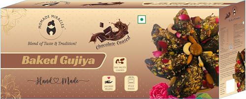Image of Momade Miracles Chocolate Baked Gujiya | Indian Sweets Mithai box for Holi Gifts| Handcrafted Freshly with Jaggery Filling & No Frying Gujiya | Ideal for Weddings & Special Occasions | Guilt-Free Snacks 300 gm (7 Pcs)