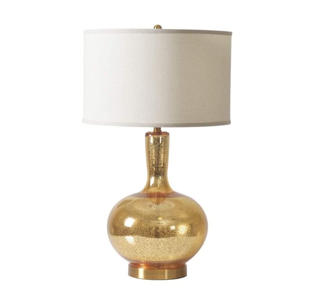 AZHKJKZH Table Lamp Bedside Table Lamp Modern Creative Glass Bedroom Light Fabric Lampshade Nightstand Desk For Living Room For Home(Gold)
