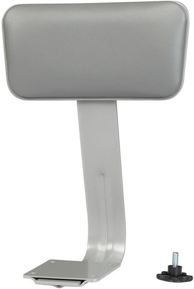 Pemberly Row 24-30 in Height Adjustable Steel and Vinyl Padded Stool, Heavy Duty Gray Swivel Seat with Backrest, 16 x 16 in Dimensions, 300 lb Weight Capacity, Modern Lab or Classroom Use