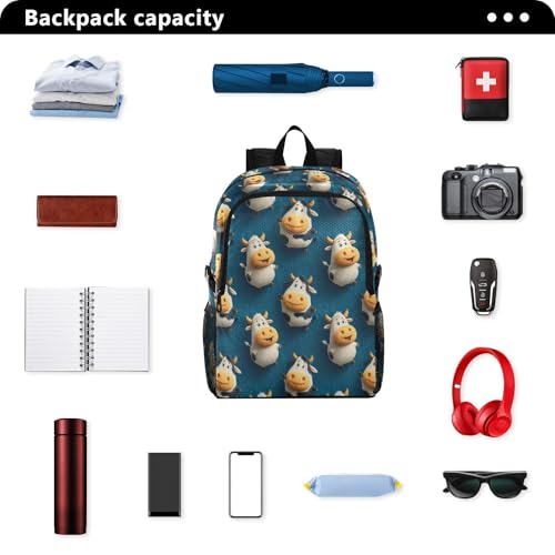 AIXIWAWA Lightweight Hiking Backpacks Cute Cattle Print, Foldable Waterproof Daypack for Commute Travel2