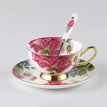 Generic Style I: Yefine Ceramic Afternoon Black Tea Cups and Saucers Bone Coffee Cup with Tray Porcelain Drinkware Set Bi