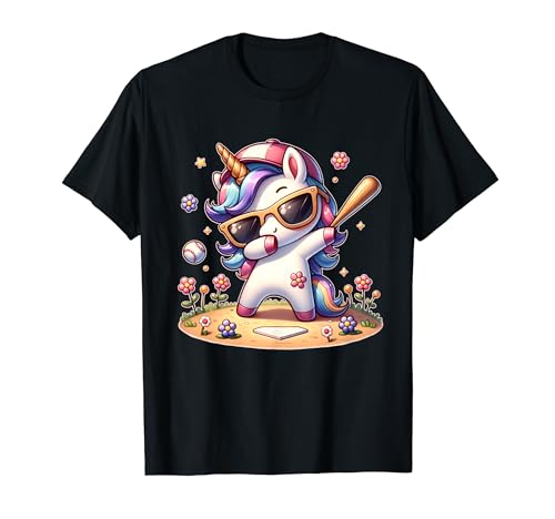 Cute Unicorn Softball Baseball T-ball Shirt for Girl Toddler T-Shirt