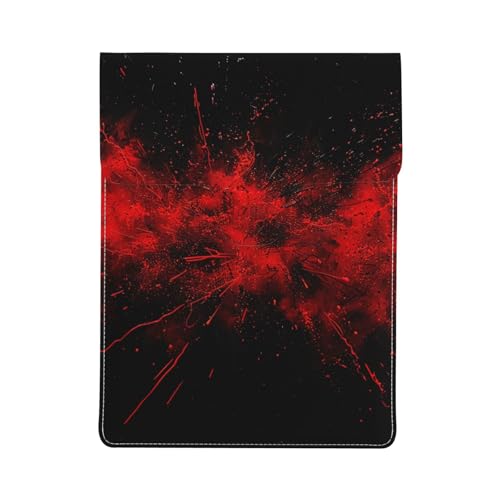 Housse pour ordinateur portable 13" design explosion rouge noir en cuir antichoc