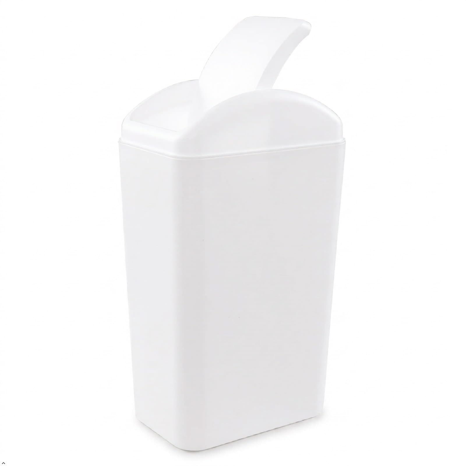 Zerdyne 12 L Plastic Swing Bins with Lids, Plastic Trash Bin with Swing Lid, White