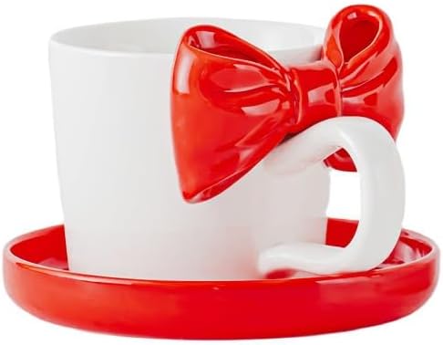 GSOUL Kungfu Tea cup Bowtie Coffee Cup Saucer Set Mug Household Ceramic Mugs Small Tea Cups