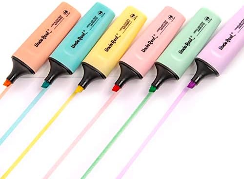 Highlighters/Marker Pens/Fluorescent Pens Chisel Tip Soft Color for Adult Kids Underlines School Office Supplies 6PCS Uncle Paul AT05