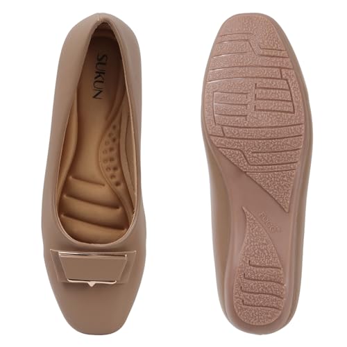 Image of Sukun FBY 091 Women's Bellies Flats Lightweight, Comfortable Slip-On Square Toe Shoes for Office, Casual | Stylish, Durable & Comfy