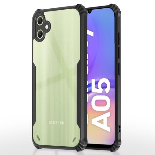 Image of Outlouders Back Cover for Samsung Galaxy A05 | Ultra Hybrid Transparent | Full Camera Protection | Raised Edge | Crystal Clear Bumper Case (Black)