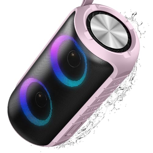 Image of Hupoaf Bluetooth Speaker, 2026 New Portable Wireless Speaker with 6D Loud Sound, IPX7 Waterproof Stocking Stuffers, HD Call, RGB Lights, 12H Playtime for Home /Party /Outdoor /Beach, White Elephant Gift