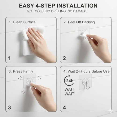Image of Self Adhesive Hooks for Wall Heavy Duty - 10kg Load Capacity Waterproof Transparent Wall Hooks for Hanging - No Drilling Nail (ProHold Hoo (Flower Hook Pack 15)