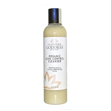 GLIMMER GODDESS Organic Acne Face Wash, Cleanser with Salicylic Acid for Acne & Oily Skin, 8 oz