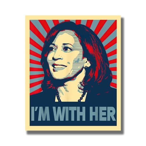 Im with Her Pop Art Harris Magnet - Kamala Harris 2024 Presidential Political Campaign Election - Car Truck Bumper Fridge Metal Surface Magnet - 5 Inches On Longest Side - Made in USA - AAMT0214