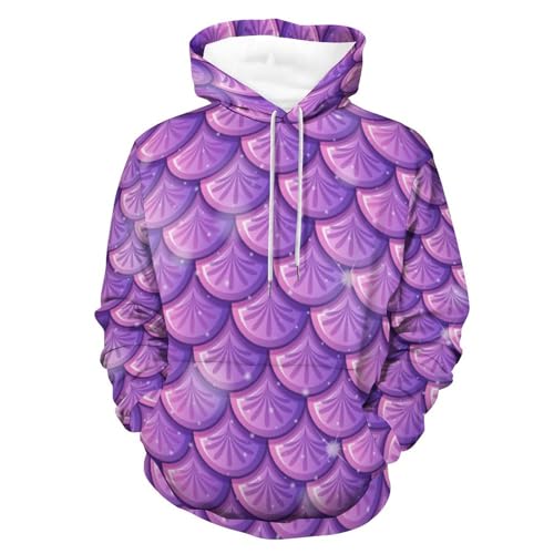 Pull homme femme UMENG sweat violet sirène avec poche et capuche S