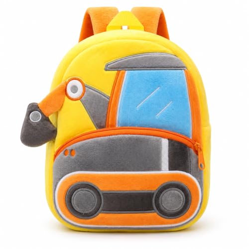 Image of Cartoon Plush Kids School Bag 2-6 Years | Soft Toy Backpack for Boys & Girls | Toddler Nursery Preschool Bag | Lightweight Adjustable Straps