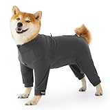 Dog Winter Warmer Fleece Onesie, Bodysuit for Small Medium Large Dogs, Stretchy Cold Weather Pet Warmer Jumpsuit Puppy Onesie Lightweight, Gray, Medium