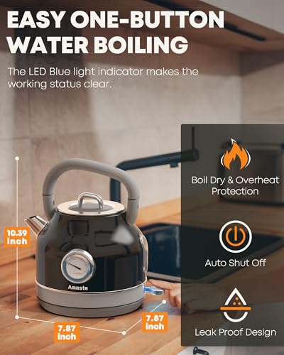 Amaste-Electric-Kettle-Retro-Electric-Tea-Kettle-With-Thermometer-57-Oz-Hot-Water-Kettle-For-Coffee-Tea-304-Stainless-Steel-1500w-Fast-Boiling-Auto-Shut-Off-Boil-Dry-Protection-Black Amaste Electric Kettle Retro Electric Tea Kettle With Thermometer 57 Oz Hot Water Kettle For Coffee Tea 304 Stainless Steel 1500w Fast Boiling Auto Shut Off Boil Dry Protection Black