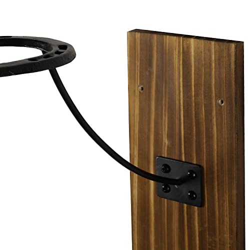 Mygift Wall Mounted Hat Rack With Cast Iron Horseshoe Shaped Hanger Hooks On Rustic Burnt Wood Backing, Decorative Vertical Display Rack For Wide Brimmed, Western, Cowboy Hats #TOP6