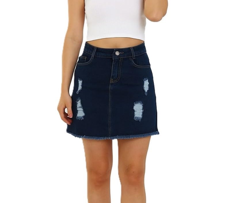 Women Denim Semi Long Skirt/Front Button Skirt for Women & Girls-image-23
