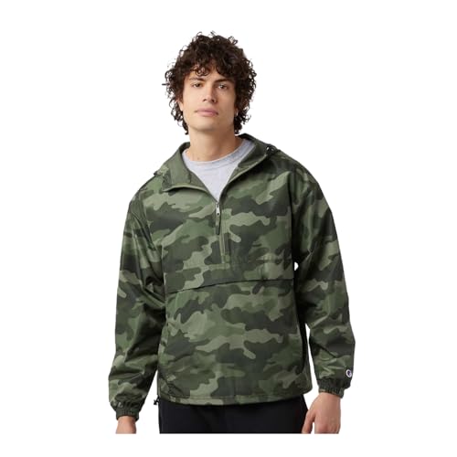 Champion CO200 Jaqueta masculina com capuz e zíper, leve, resistente ao vento e à água, com capuz aj