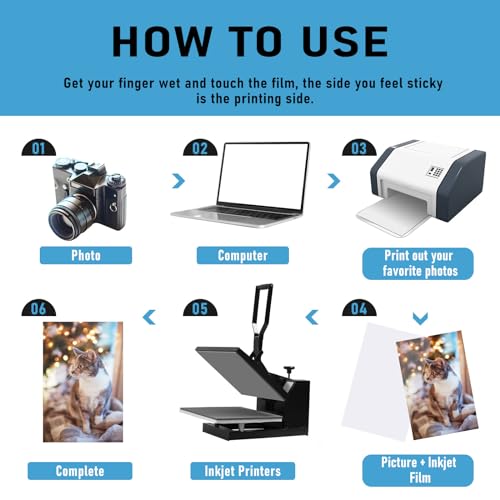 Timgle 50 folhas de filme transparente de jato de tinta, à prova d'água, transparência, folhas de a