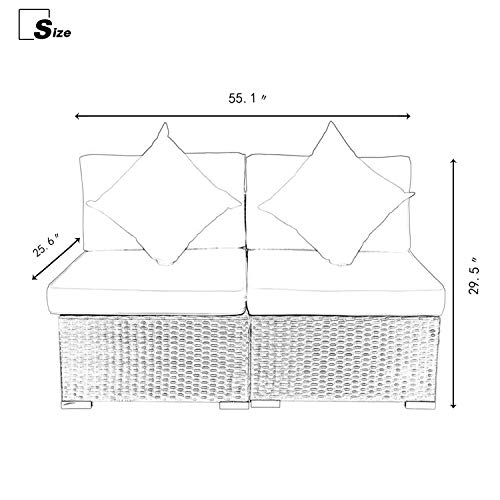 Excited Work Pe Wicker Outdoor Loveseat 2 Pcs Patio Couch With Washable Cushion And 2 Pillow,Sectional Furniture Conversation Set（Orange） #TOP6