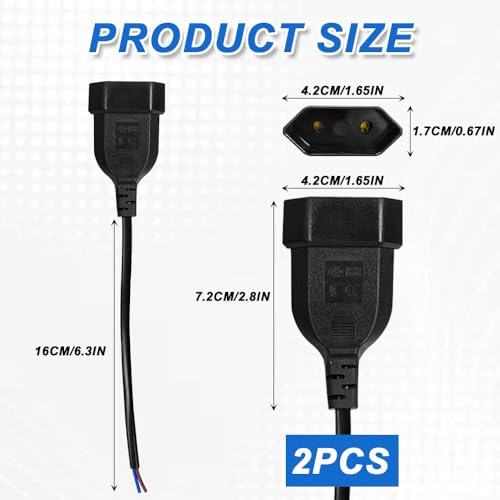Vaniika Flache Eurokupplung 230V, 2 Stück Schwarz Kupplung Flach Mit 20 cm Verbindungskabel Für Stecker Typ C Und Typ F Für Stecker
