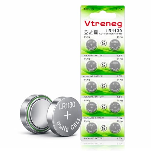 Vtreneg 10 Pack LR1130 Battery L1131F LR54 L1131C 189 389 390 AG10 1.5V Alkaline Battery for Sound Book Button Cell Battery