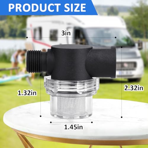 Image of 2pcs Replacement WFCO or Shurflo 255-313 Water Pump Strainer Filter, RV Water Pump Strainer Filter 1 /2 inch Twist-On Pipe Strainer for RV Plumbing, Camper Water Pump, Shower, Sprayer Pump Strainer