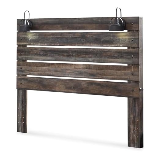 Signature Design by Ashley Drystan Rustic Panel Headboard ONLY with USB Charging Stations, King, Brown
