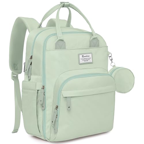 Image of RUVALINO Diaper Bag Backpack-Multifunction Baby Travel Bag with Changing pad, Insulated Bottle Holders & Pacifier Case, Large Capacity, Waterproof, Mint Green