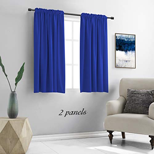 Image of DONREN 54 Inch Length Royal Blue Blackout Curtain Drapes for Boys Bedroom - 2 Panels Rod Pocket Energy Saving Solid Curtains (42 x 54 Inches Long)