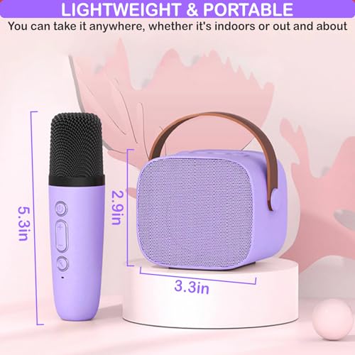 Image of Mini Karaoke Machine for Kids & Adult, 4-12 Years Old Girls Christmas Birthday Gift, Karaoke Toys Gifts for Girls Ages 4, 5, 6, 7, 8, 9, 10, 12 +Year Old Birthday Party Light Purple